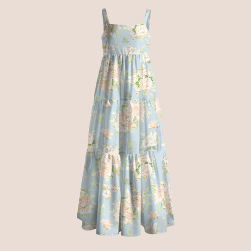 Light Blue Watercolor Floral Teacher Slip Dress