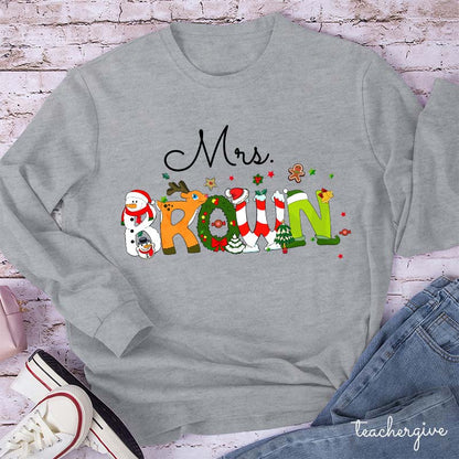 Personalized Christmas Style Teacher Long Sleeve T-Shirt