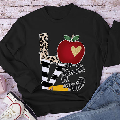 LOVE Shining Apple Different Patterns Teacher Long Sleeve T-Shirt
