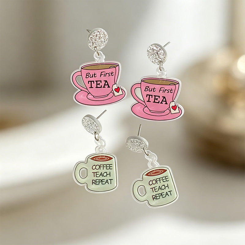 Coffee Tea Teacher Acrylic Earrings