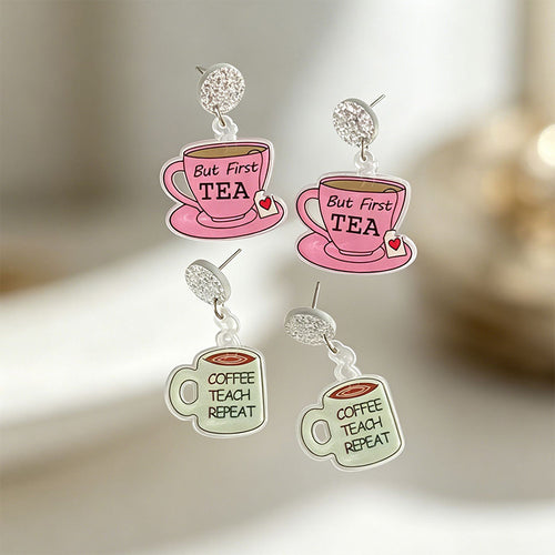 Coffee Tea Teacher Acrylic Earrings
