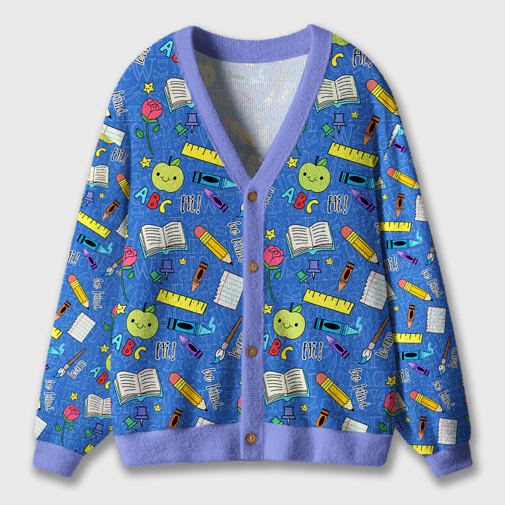 Hi ABC Be Kind Teacher Ugly Cardigan Sweaters