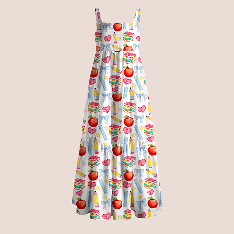 Apple Pencil Books Bow Teacher Slip Dress