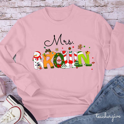 Personalized Christmas Style Teacher Long Sleeve T-Shirt