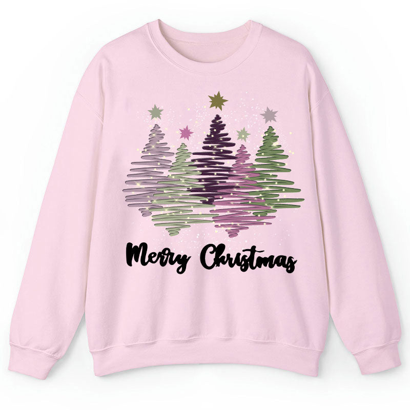 Merry Christmas Colorful Trees Teacher Sweatshirt