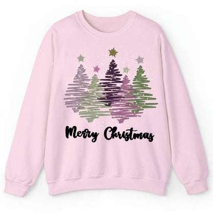 Merry Christmas Colorful Trees Teacher Sweatshirt