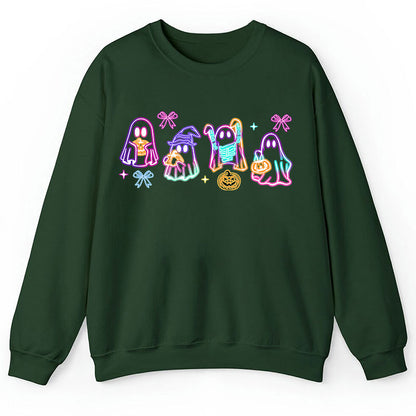 Colorful Neon Ghost Pumpkin Teacher Sweatshirt
