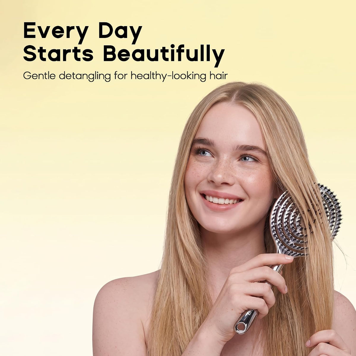 Detangling Hair Brush – Anti Static Boar Bristle Brush for Wet & Dry Hair, Pain-Free Knot Removal, Frizz Control, Scalp Massage Hair Brush