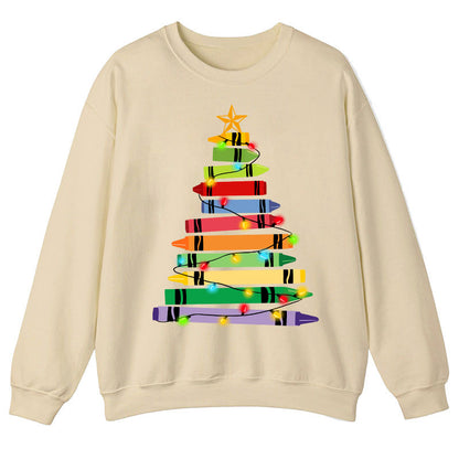 Crayons Tree Colored Ligths Teacher Sweatshirt