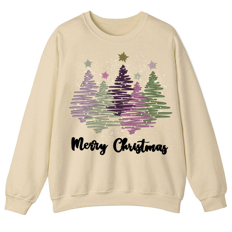 Merry Christmas Colorful Trees Teacher Sweatshirt