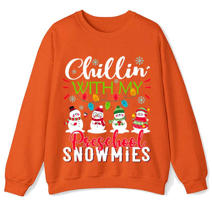 Personalized Chillin With My Snowmies Teacher Sweatshirt