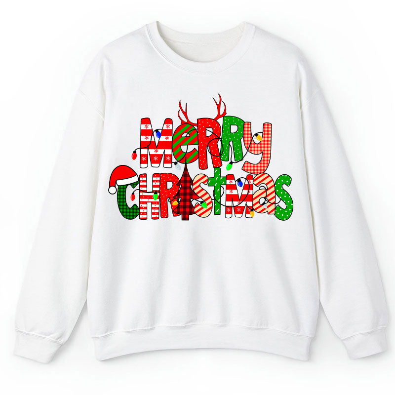 Merry Christmas With Rich Pattern Teacher Sweatshirt