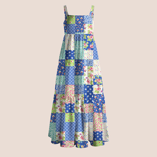 Boho Patchwork Teacher Slip Dress
