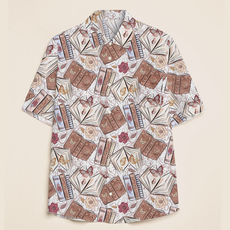 Books Flowers Butterflies Teacher Short Sleeve Shirt