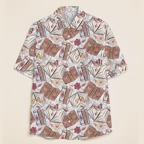 Books Flowers Butterflies Teacher Short Sleeve Shirt