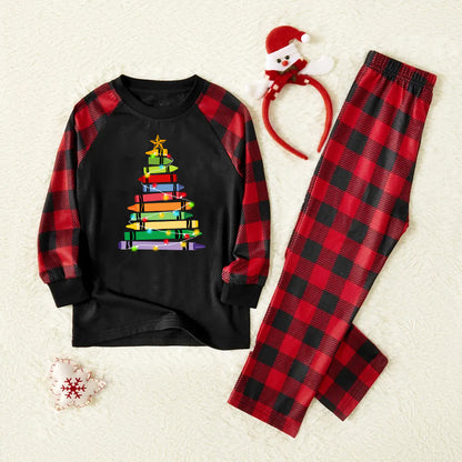 Crayons Tree Colored Lights Teacher Pajamas
