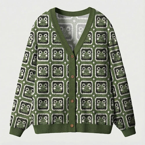 Cute Frog Teacher Ugly Cardigan Sweaters