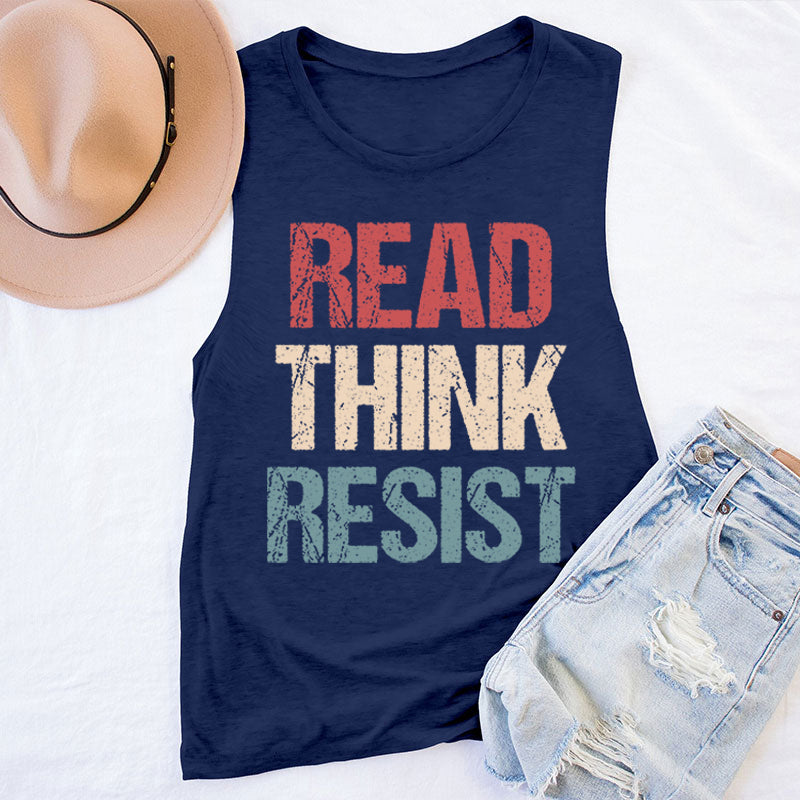 Read Think Resist Teacher Tank Top