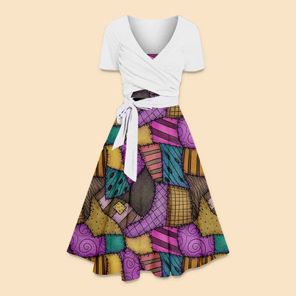 Halloween Rag Collage Style Teacher Suspender Long Skirt With Free Top