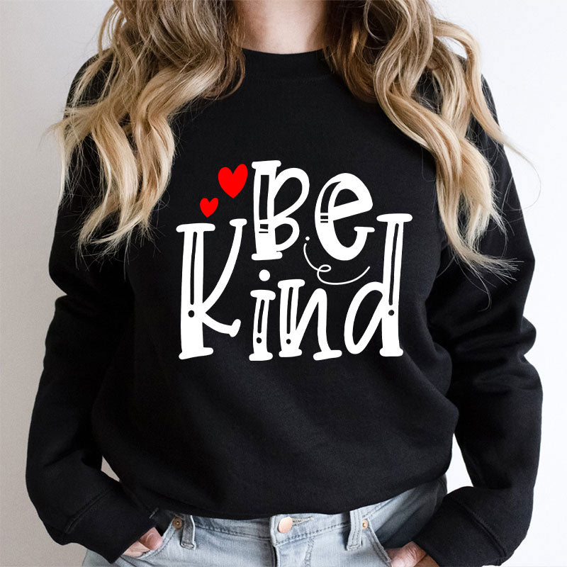 Be Kind Red Heart Teacher Sweatshirt