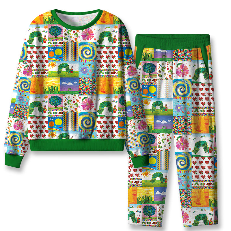 Garden Trip With Caterpillars Teacher Flannel Pajama Set