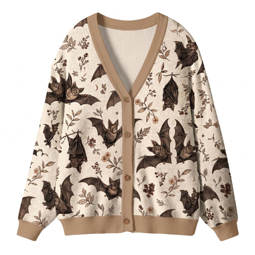 Dark Academia Bat Botanical Teacher Ugly Cardigan Sweaters