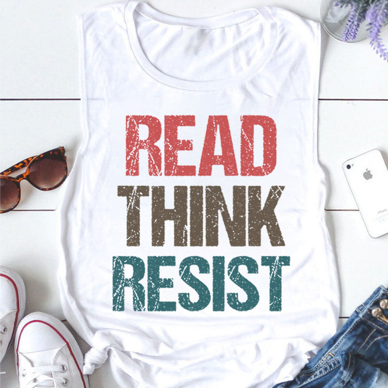 Read Think Resist Teacher Tank Top