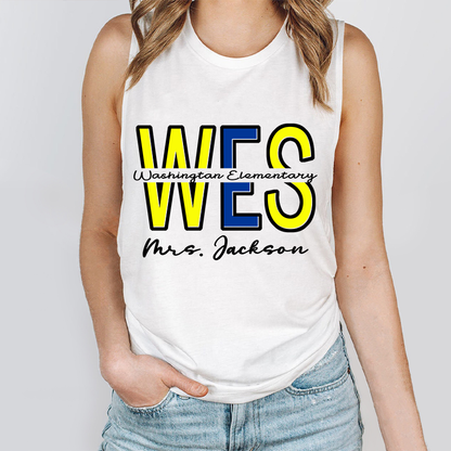 Personalized School Name Abbreviation School Color Teacher Tank Top