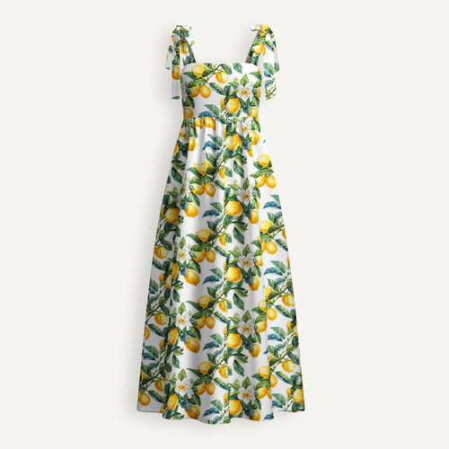 Lemon Summer Teacher Tie Shoulder Dress