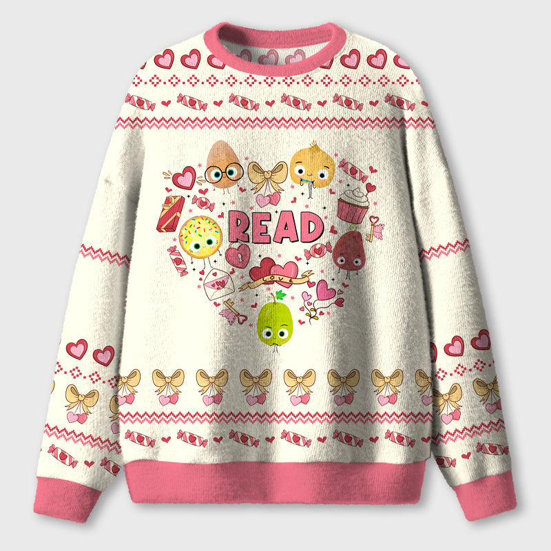 Love Reading Teacher Ugly Fluffy Sweatshirt