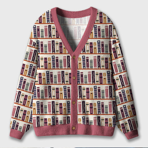 Neat Bookshelf Teacher Ugly Cardigan Sweaters