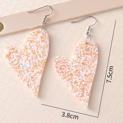 Sequin Heart Teacher Leather Earrings