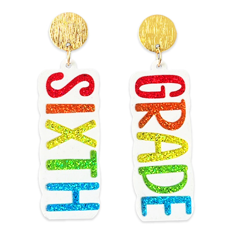 Glitter Grade Teacher Acrylic Earrings