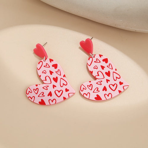 Red Heart Valentine's Day Teacher Acrylic Earrings