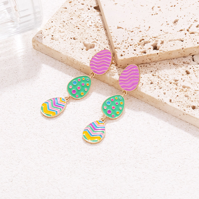Cute Multi Layered Easter Egg Teacher Metal Earrings