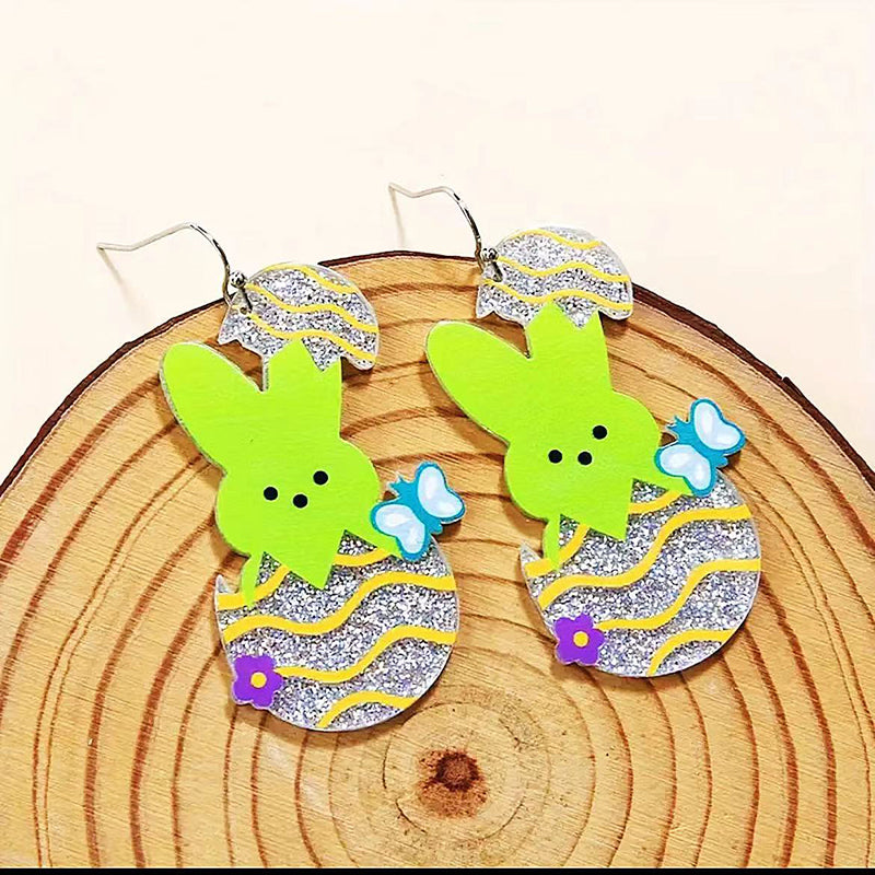 Bunny Easter Egg Teacher Acrylic Earrings