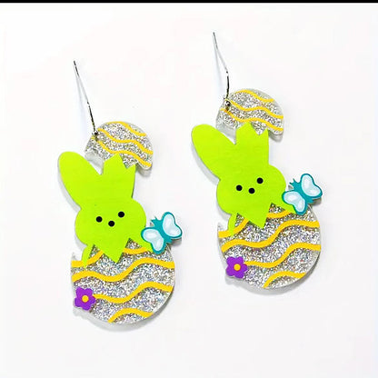 Bunny Easter Egg Teacher Acrylic Earrings
