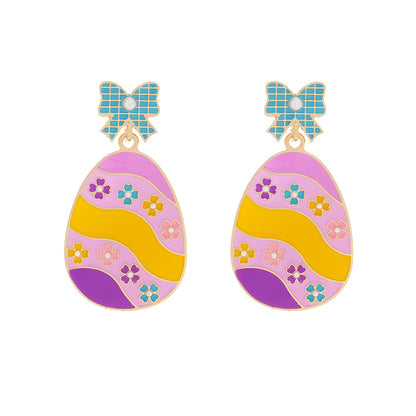 Cute Easter Egg Teacher Metal Earrings