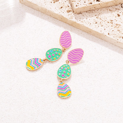 Cute Multi Layered Easter Egg Teacher Metal Earrings