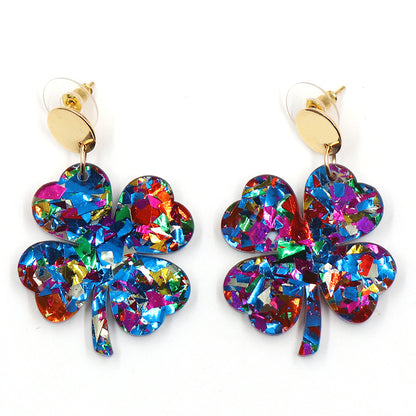 Colorful Four Leaf Clover Teacher Acrylic Earrings
