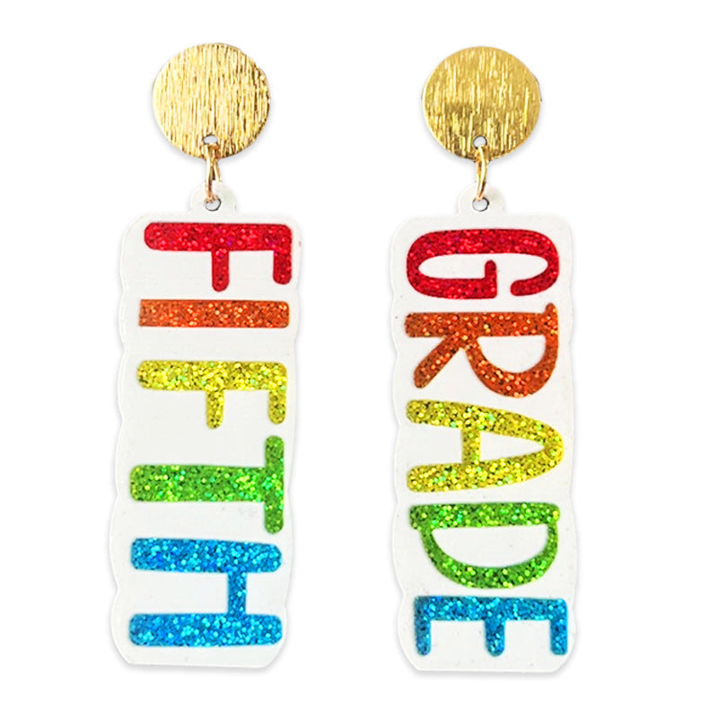 Glitter Grade Teacher Acrylic Earrings