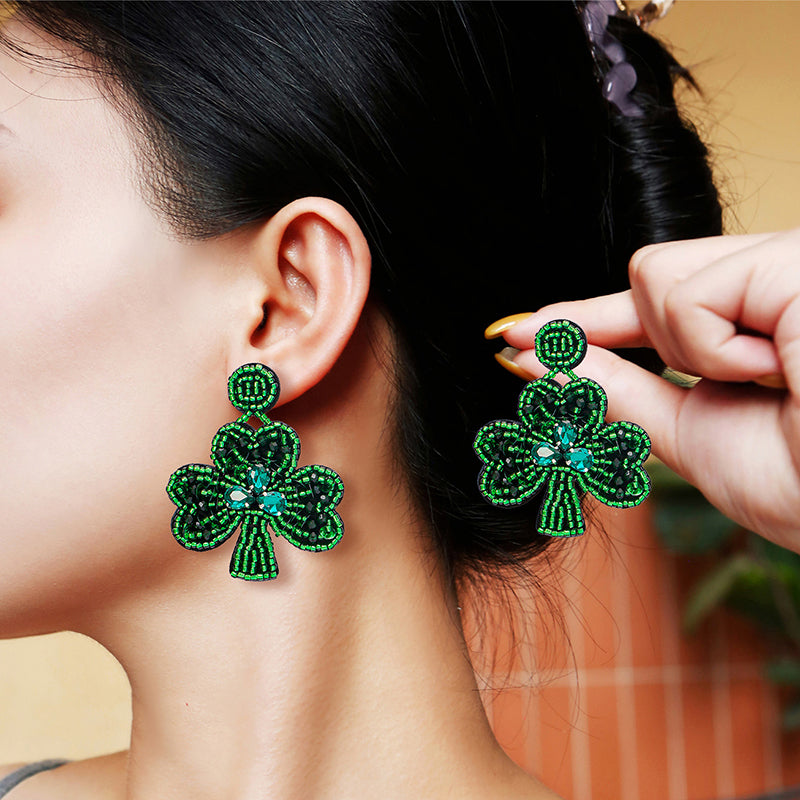 Shamrock St. Patrick's Day Teacher Bead Earrings