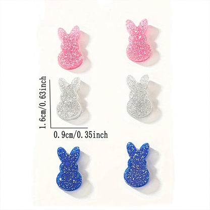 3 PCS Bunny Easter Stud Teacher Acrylic Earrings