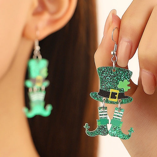 Clover Hat Teacher Acrylic Earrings