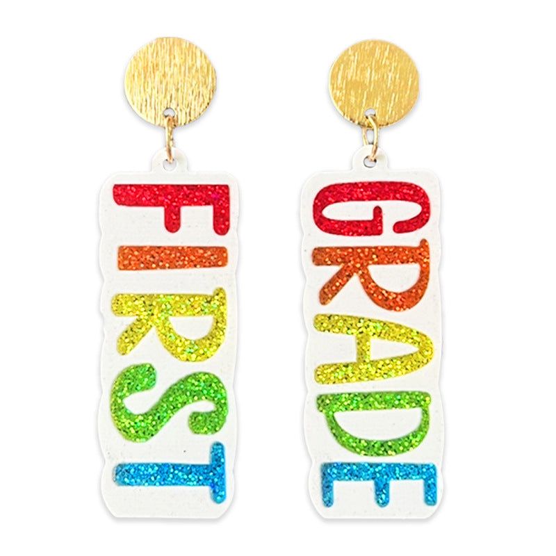 Glitter Grade Teacher Acrylic Earrings