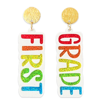 Glitter Grade Teacher Acrylic Earrings
