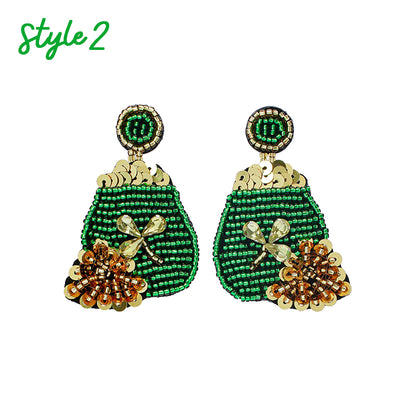Shamrock St. Patrick's Day Teacher Bead Earrings