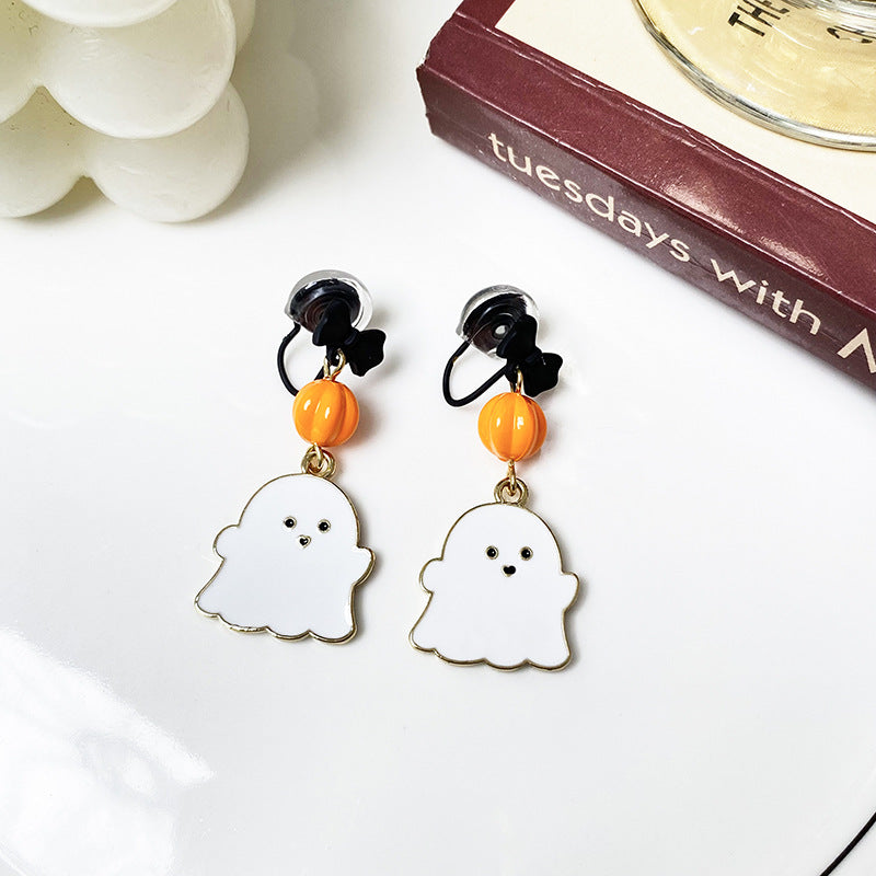 Little Ghost Pumpkin Teacher Metal Earrings