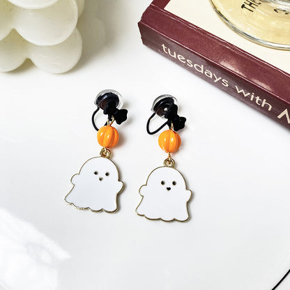 Little Ghost Pumpkin Teacher Metal Earrings