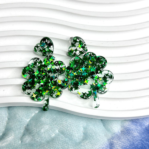 Four Leaf Clover Teacher Acrylic Earrings